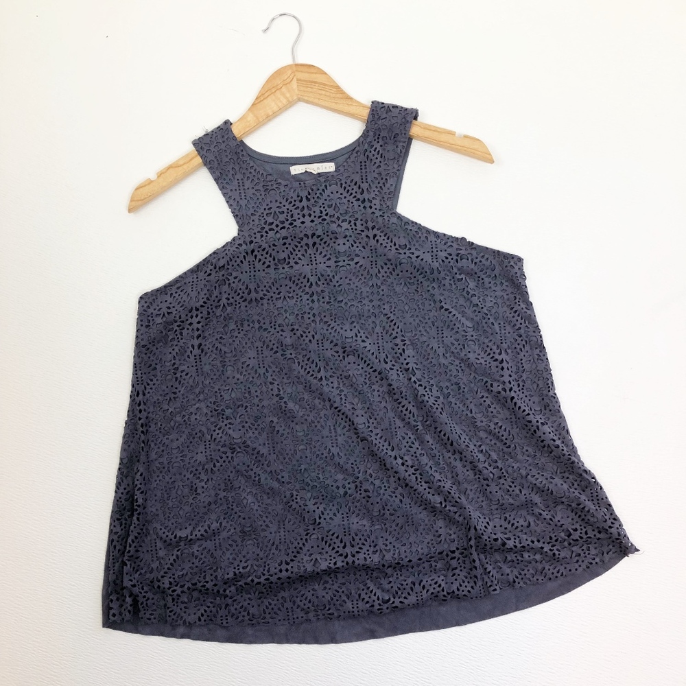 Hint of Mint Faux Suede Perforated Tank Top Size M